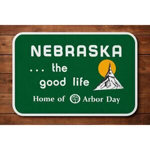 Nebraska The Good Life Road Sign Home of Arbor Day Travel Midwest Highway
